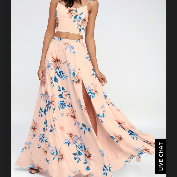 Two Piece Maxi Dress - Peach - Picture 3 of 7